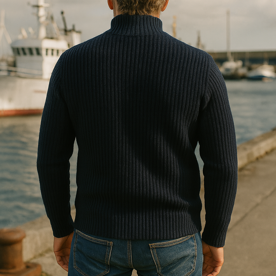 Sweater med lynlås, Halsnæs Navy blue