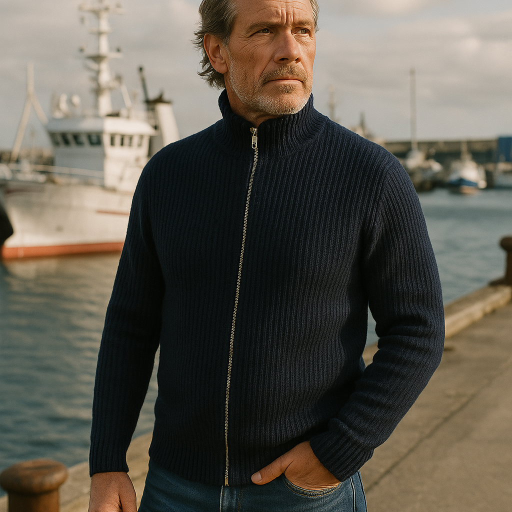 Sweater med lynlås, Halsnæs Navy blue