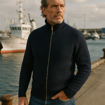 Sweater med lynlås, Halsnæs Navy blue