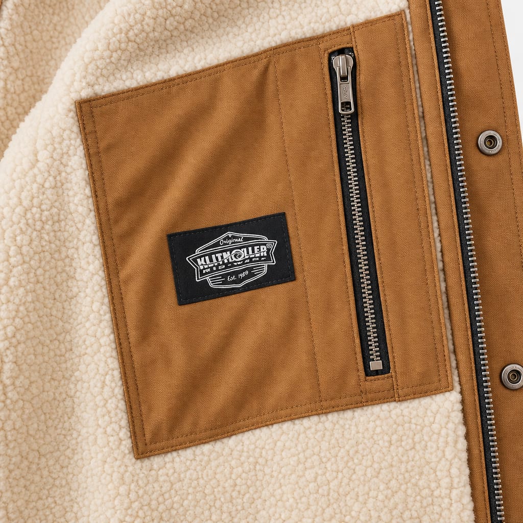 Kraftig inderlomme med lynlås på MOTO 181 Canvas Jacket fra Klitmøller Rig Wear
