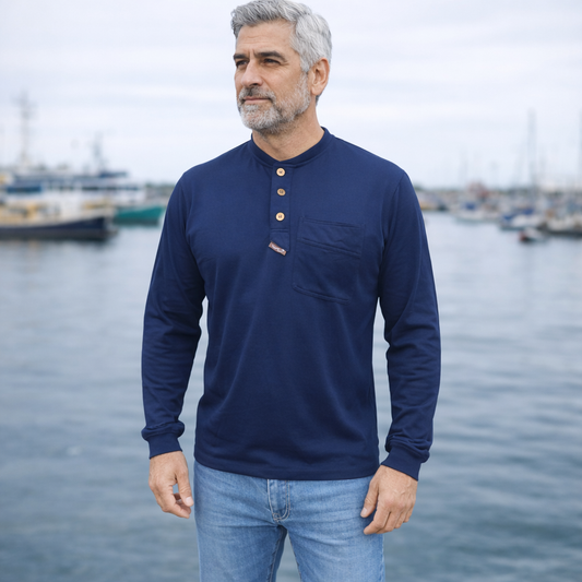 Grandad T-shirt, Navy blue