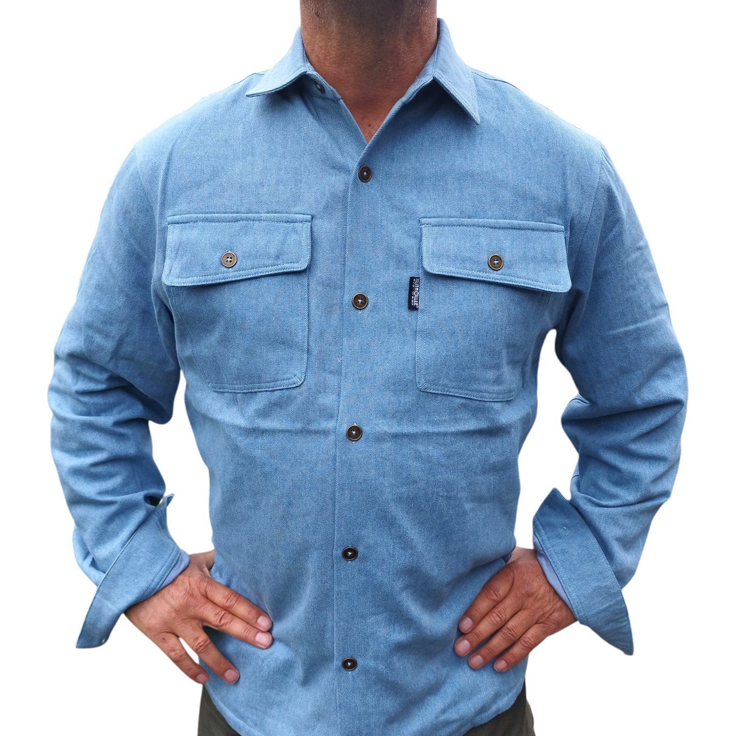 Denim skjorte med bomuldsfoer