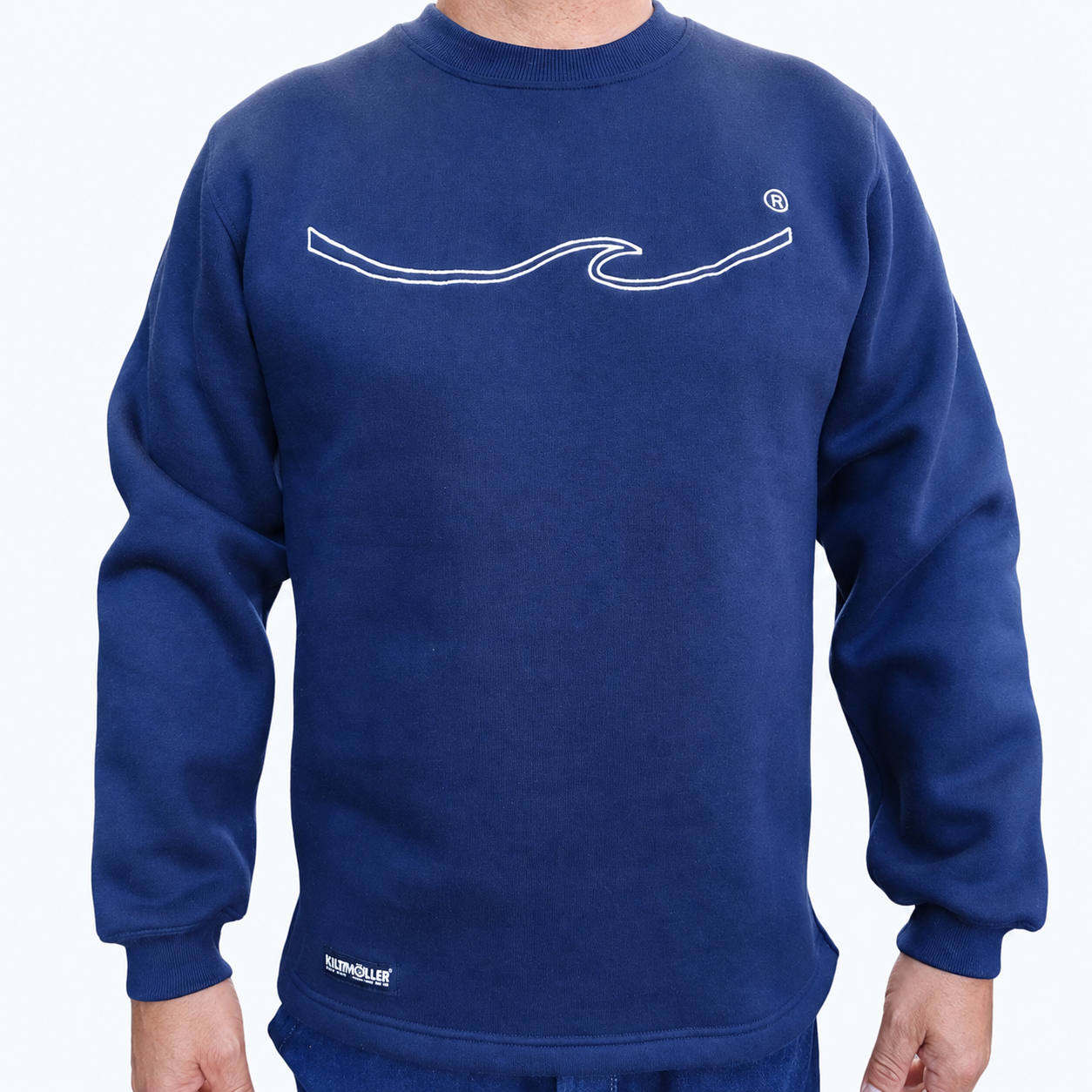 Sweatshirt Wave-Fin embroidery, Navy blue