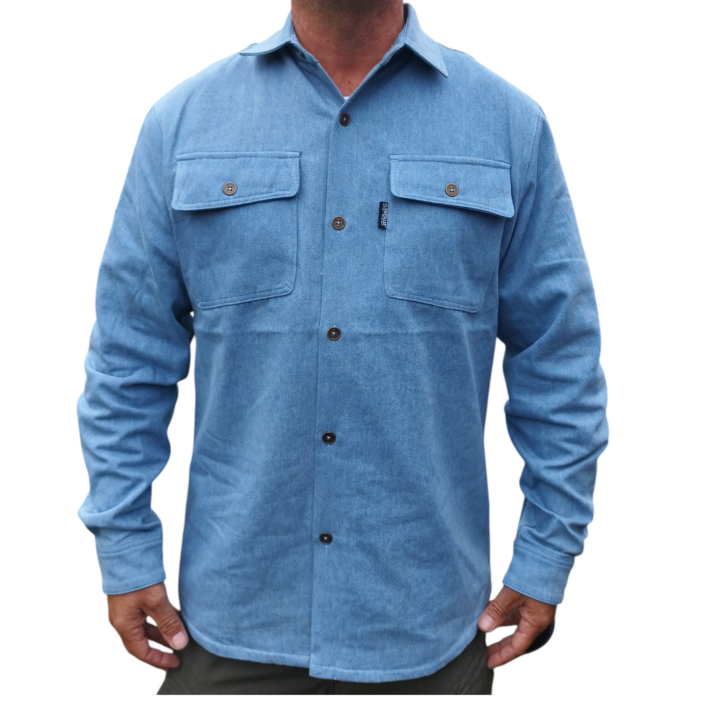 Denim skjorte med bomuldsfoer