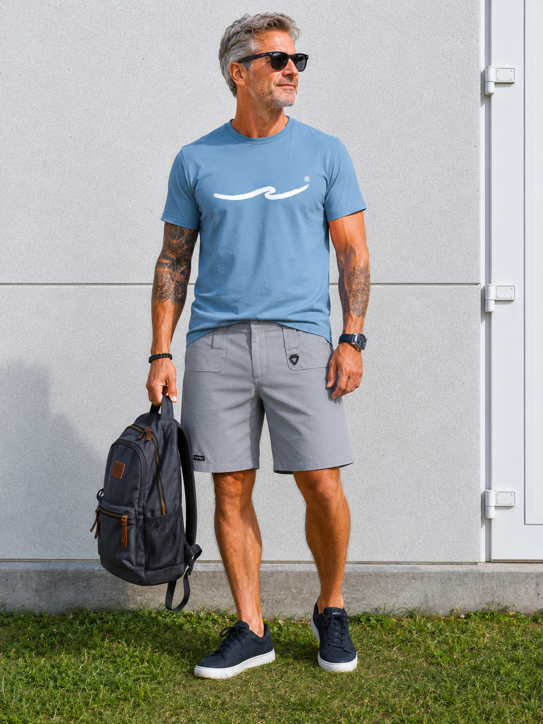 Brushed Wave T-shirt - Lys blå