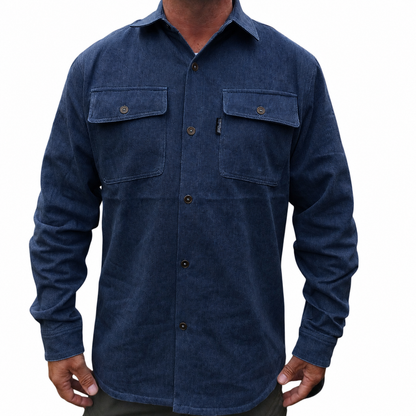 Denim skjorte med bomulds for,dark blue